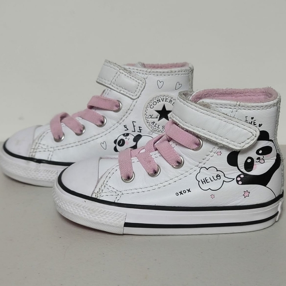 Converse White Panda Chuck Taylor All Star High Top toddler Sneakers - Picture 1 of 7